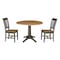 International Concepts Round Round 42 in. Dual Drop Leaf Dining Table with 2 Splatback Chairs in Hickory/Washed Coal, Wood K45-42DPT-27B-C10-2 - alternate 1